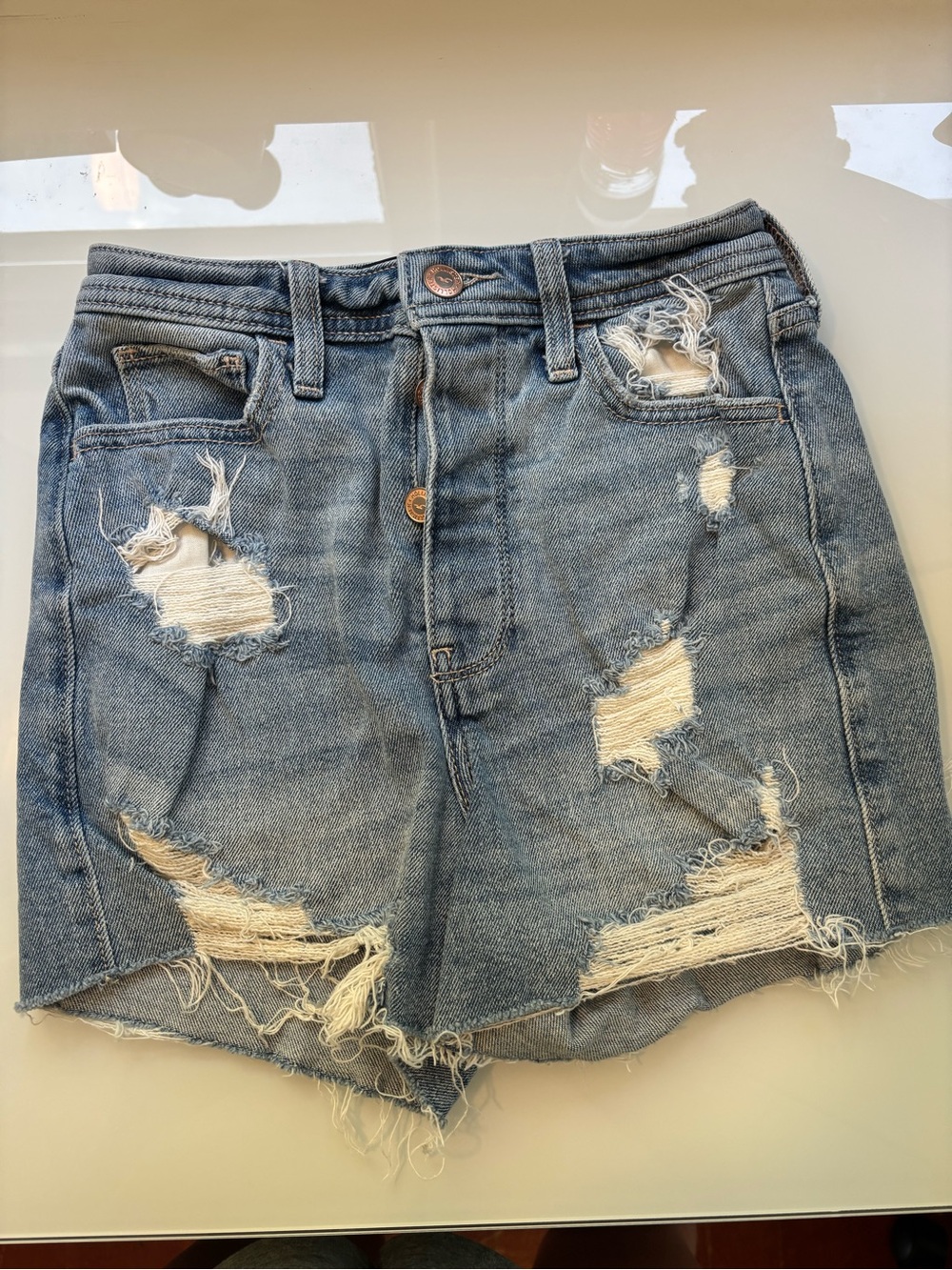 Hollister Light Wash High-Rise Denim Shorts